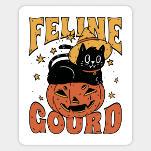 Feline Gourd Funny Halloween Pun Pumpkin Cat Magnet